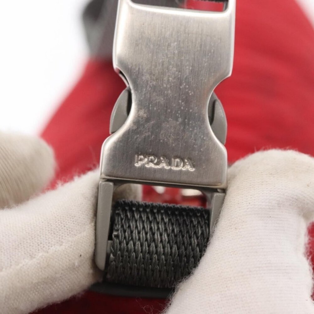 Authentic PRADA Sports Shoulder Bag Nylon Red Silver - Picture 2 of 16